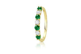 1.2ct Round Cut Green Emerald Half Eternity Wedding Band 14k Yellow Gold Finish