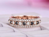 2ct Round Cut Diamond Wedding Band Half Eternity Stackable 14k Rose Gold Finish