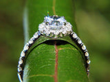 Halo Solitaire Engagement Ring 1.3ct Round Cut Diamond 14k White Gold Finish