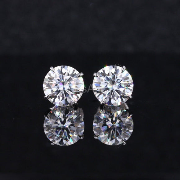 1.6ct Round Cut Moissanite Solitaire Stud Women Earrings 14k White Gold Plated