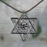 3ct Round Cut Diamond Pendant Star of David Design 14k WhiteGold Finish NO CHAIN