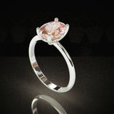 1Ct Oval Cut Peach Morganite Solitaire Engagement Ring Women 18K White Gold Over