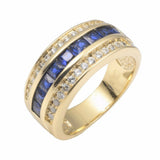 4ct Princess Cut Blue Sapphire Wedding Band Ring 14k Yellow Gold Finish Eternity