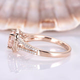 1.5ct Round Cut Peach Morganite Split Shank Engagement Ring 14k Rose Gold Finish