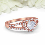 2.2ct Heart Cut VVS1 Diamond Engagement Ring Split Shank Halo 14k Rose Gold Over