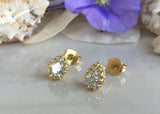 1ct Pear Cut VVS1D Diamond Crown Teardrop Stud Earrings 14k Yellow Gold Finish