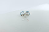 0.6ct Stud Earrings Round Cut Blue Aquamarine Solitaire Women 14k WhiteGold Over