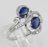 3ct Oval Cut Blue Sapphire Diamond Cocktail Engagement Ring 14k White Gold Over