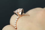 2ct Round Cut Peach Morganite Engagement Ring 14k RoseGold Over Accent Solitaire