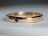 0.1ct Wedding Band Round Cut Blue Sapphire Anniversary 14k Rose Gold Finish