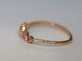 1ct Wedding Band Round Cut Pink Sapphire Curved Stackable 14k Rose Gold Finish