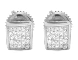 1.5ct Princess Cut Diamond Square Cluster Stud Earrings Women 14k WhiteGold Over