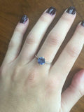 1ct Engagement Ring Round Cut Blue Tanzanite Solitaire 14k White Gold Finish