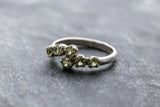 1.2ct Engagement Ring Round Cut Green Peridot Bypass 14k White Gold Finish