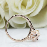 2.3ct Oval Cut Diamond Engagement Ring Vintage Halo Design 14k Rose Gold Finish