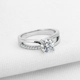 1.4ct Round Cut VVS1D Diamond Engagement Ring Split Shank 14k White Gold Finish