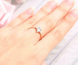 1ct Pear Blue Aquamarine Engagement Ring Minimalist Trilogy 14k Rose Gold Finish