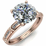 3ct Round Diamond Engagement Ring Solitaire with Cross Accent 14k WhiteGold Over