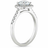 3ct Round Cut Diamond Engagement Ring 14k White Gold Finish Halo with Accents