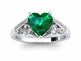 2ct Heart Cut Emerald Engagement Ring Art Deco Diamond Accent 14k WhiteGold Over