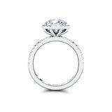 Halo Solitaire with Accents Ring 1.5ct Round Cut Diamond 14k White Gold Finish