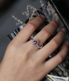 2.5ct Oval Cut Red Garnet Engagement Ring 14k White Gold Finish Vintage Filigree