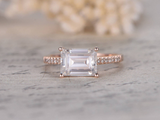 1.7ct Emerald Cut Diamond Engagement Ring 14k Rose Gold Finish 4 Prong Solitaire