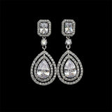 6Ct Pear Cut VVS1/D Diamond Dual Halo Tear Drop Earrings 14K White Gold Finish