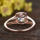 1.8ct Cushion Cut Diamond Engagement Ring Split Shank Halo 14k Rose Gold Finish