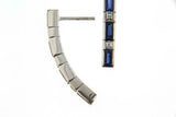 2ct Baguette Cut Blue Sapphire Vertical Bar Drop Earrings 14k White Gold Finish