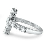 1.21ct Round Cut Diamond Engagement Ring Horizontal Cross 14k White Gold Finish