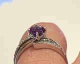 2ct Engagement Ring Round Cut Amethyst Bypass Split Shank 14k White Gold Finish