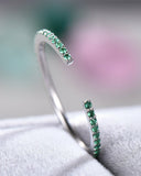 2Ct Round Cut Green Emerald Open Ended Wedding Band Ring 14K White Gold Finish