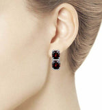 2.7ct Drop Earrings Cushion Cut Red Garnet Partywear 14k White Gold Finish