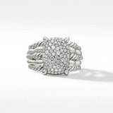 3Ct Round Cut Diamond Braided Rope Cluster Ring Band 14K White Gold Finish