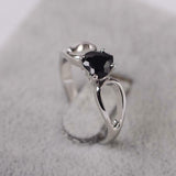 1ct Engagement Ring Heart Cut Black Diamond Split Shank 14k White Gold Finish