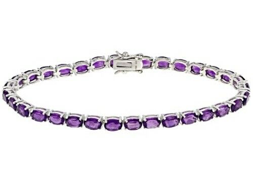 10ct Oval Cut Purple Amethyst Queens Tennis Bracelet 14k White Gold Finish