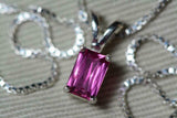 2.5ct Pink Ruby Pendant Radiant Cut Solitaire 14k White Gold Finish NO CHAIN