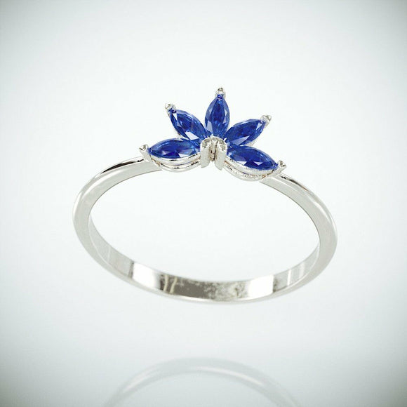 2Ct Marquise Cut Blue Tanzanite Crown Floral Engagement Ring 14K White Gold Over