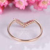 1.2ct Round Cut Diamond Curved V Shape Wedding Band Ring 14k Rose Gold Finish