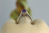 1.8ct Cushion Purple Amethyst Engagement Ring Diamond Accents 14k WhiteGold Over