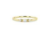 Trilogy Minimalist Engagement Ring 0.3ct Baguette Diamond 14k Yellow Gold Finish