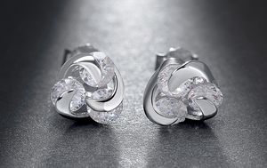 3ct Round Cut Diamond Flower Design for Lovers Stud Earrings 14k White Gold Over