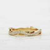 Curved Full Eternity Wedding Band 0.7ct Round Cut Diamond 14k Yellow Gold Finish