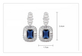 5Ct Radiant Cut Blue Sapphire Halo Cocktail Drop Earrings 14K White Gold Finish