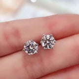 1.55ct Stud Earrings Round Cut Diamond Classic Solitaire 14k White Gold Finish