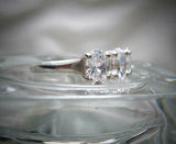 Trilogy Solitaire Engagement Ring 2.25ct Oval Cut Diamond 14k White Gold Finish