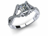 2ct Princess Cut Diamond Milgrain Solitaire Engagement Ring 14k WhiteGold Finish