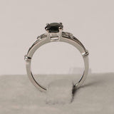 1ct Oval Cut Black Diamond Open Heart Shank Solitaire Ring 14k White Gold Finish