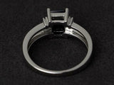 2.8ct Engagement Ring Emerald Cut Black Diamond Split Shank 14k WhiteGold Finish